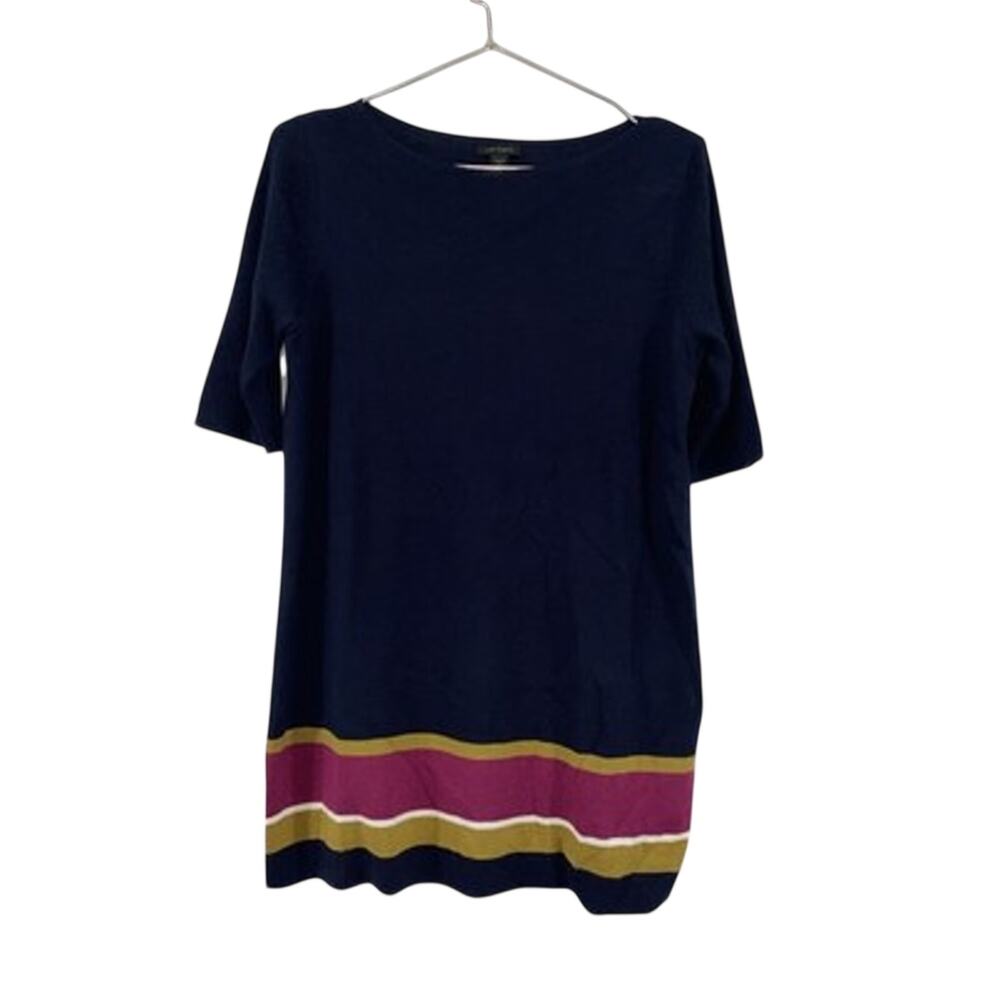 J Jill Sweater Womens XS Navy Wearever Collection Knit Tunic Preppy